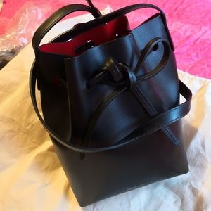 excellent mansar gavriel bucket bag red black mini